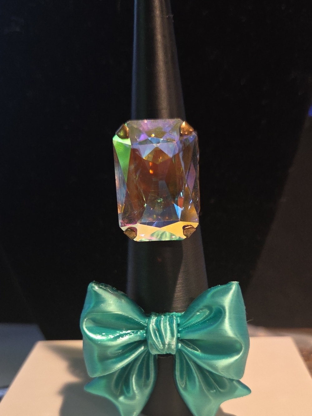 Sorrelli Iridescent Rectangle Crystal Statement Ring - Multicolor